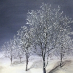 Original 2012 oil of a frosty tree in the winter.