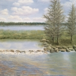 Mississippi Headwaters is a 24"x18" original oil painting on canvas of the Mississippi Headwaters on a sunny day.