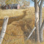 Original 2014 oil painting of an old abandoned farm house near a rural South Dakota road.