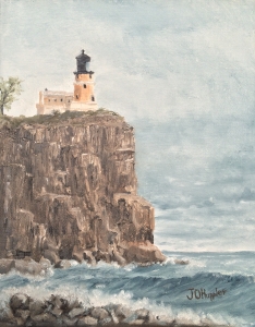 Split Rock Light House 4 is a 10”x8” original oil painting on canvas of Split Rock Lighthouse on the North Shore of Lake Superior.